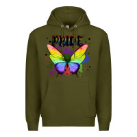 Army Green rainbow butterfly pride lgbtq Premium Hoodie - MaliasSmallBusiness