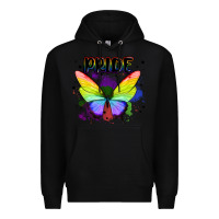 Black rainbow butterfly pride lgbtq Premium Hoodie - MaliasSmallBusiness