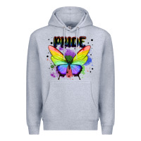 Heather Grey rainbow butterfly pride lgbtq Premium Hoodie - MaliasSmallBusiness