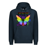 Navy rainbow butterfly pride lgbtq Premium Hoodie - MaliasSmallBusiness