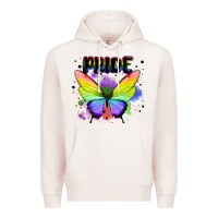 Pale Pink rainbow butterfly pride lgbtq Premium Hoodie - MaliasSmallBusiness