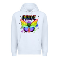 White rainbow butterfly pride lgbtq Premium Hoodie - MaliasSmallBusiness