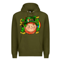 Army Green st patricks elf Premium Hoodie - AdoDesignShop
