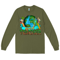 Army Green sped teacher with earth globe Long Sleeve Tee - texasbilliewilder