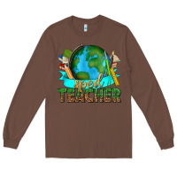 Chestnut sped teacher with earth globe Long Sleeve Tee - texasbilliewilder