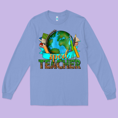 Sped Teacher With Earth Globe Long Sleeve Tee Designed By Texasbilliewilder