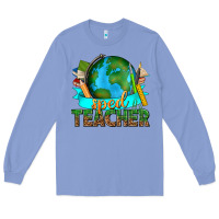 Colony Blue sped teacher with earth globe Long Sleeve Tee - texasbilliewilder