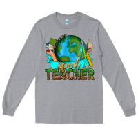Heather Grey sped teacher with earth globe Long Sleeve Tee - texasbilliewilder