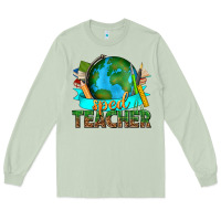 Matcha sped teacher with earth globe Long Sleeve Tee - texasbilliewilder