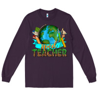 Plum sped teacher with earth globe Long Sleeve Tee - texasbilliewilder