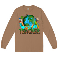 Toasted Coconut sped teacher with earth globe Long Sleeve Tee - texasbilliewilder