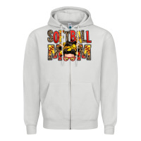 Dove Grey softball mom messy bun Zipper Hoodie - Zillion Design Studio