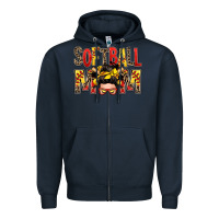Navy softball mom messy bun Zipper Hoodie - Zillion Design Studio