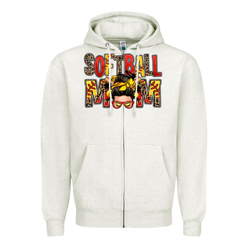 Softball Mom Messy Bun Zipper Hoodie by Zillion Design Studio | Teevron
