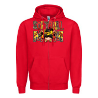 Red softball mom messy bun Zipper Hoodie - Zillion Design Studio