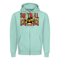 Seafoam softball mom messy bun Zipper Hoodie - Zillion Design Studio