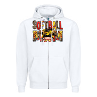 White softball mom messy bun Zipper Hoodie - Zillion Design Studio