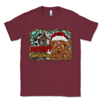 Burgundy merry Christmas highland cow Classic Tee - RanaPortraitStore