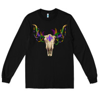 Black mardi gras bullskull Long Sleeve Tee - RanaPortraitStore