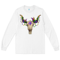 White mardi gras bullskull Long Sleeve Tee - RanaPortraitStore