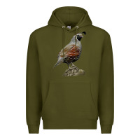 Army Green California Quail Bird Premium Hoodie - RanaPortraitStore