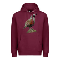 Burgundy California Quail Bird Premium Hoodie - RanaPortraitStore