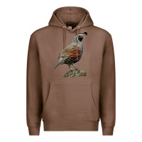 Chestnut California Quail Bird Premium Hoodie - RanaPortraitStore