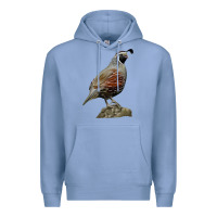 Colony Blue California Quail Bird Premium Hoodie - RanaPortraitStore