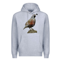 Heather Grey California Quail Bird Premium Hoodie - RanaPortraitStore