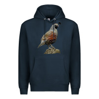 Navy California Quail Bird Premium Hoodie - RanaPortraitStore