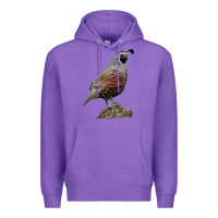 Purple California Quail Bird Premium Hoodie - RanaPortraitStore
