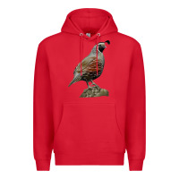 Red California Quail Bird Premium Hoodie - RanaPortraitStore