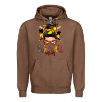 Chestnut softball mom messy bun Zipper Hoodie - Zillion Design Studio