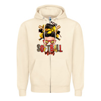 Sandshell softball mom messy bun Zipper Hoodie - Zillion Design Studio