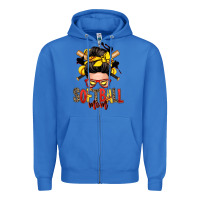 True Royal softball mom messy bun Zipper Hoodie - Zillion Design Studio