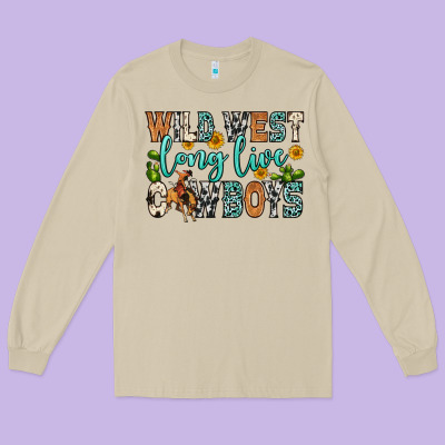 Wild West Long Live Cowboys Long Sleeve Tee Designed By Zillion Design Studio