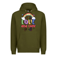 Army Green all for love and love for all Premium Hoodie - MaliasSmallBusiness