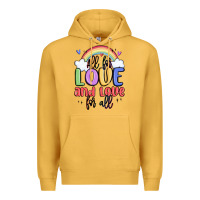 Mustard all for love and love for all Premium Hoodie - MaliasSmallBusiness