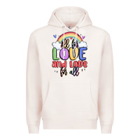 Pale Pink all for love and love for all Premium Hoodie - MaliasSmallBusiness