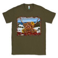 Army Green merry christmas highland cow with farm Classic Tee - RanaPortraitStore
