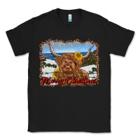 Black merry christmas highland cow with farm Classic Tee - RanaPortraitStore