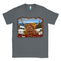 Charcoal Heather merry christmas highland cow with farm Classic Tee - RanaPortraitStore