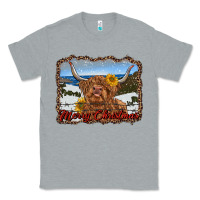 Heather Grey merry christmas highland cow with farm Classic Tee - RanaPortraitStore