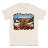 Natural merry christmas highland cow with farm Classic Tee - RanaPortraitStore