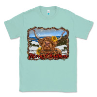 Seafoam merry christmas highland cow with farm Classic Tee - RanaPortraitStore