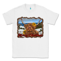 White merry christmas highland cow with farm Classic Tee - RanaPortraitStore