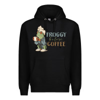Black froggy before coffee Premium Hoodie - MaliasSmallBusiness