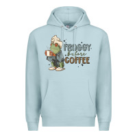 Blue Mist froggy before coffee Premium Hoodie - MaliasSmallBusiness