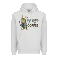 Dove Grey froggy before coffee Premium Hoodie - MaliasSmallBusiness