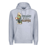 Heather Grey froggy before coffee Premium Hoodie - MaliasSmallBusiness